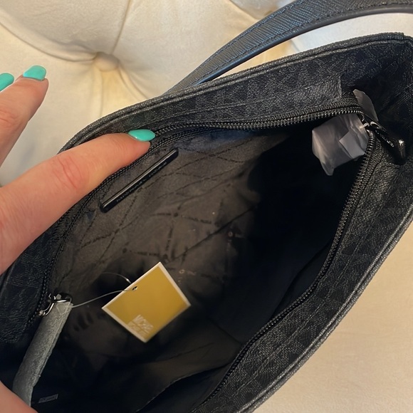 NWT MICHAEL KORS Jet Set Travel large  messenger CROSSBODY BAG blk gray pockets - Picture 10 of 17